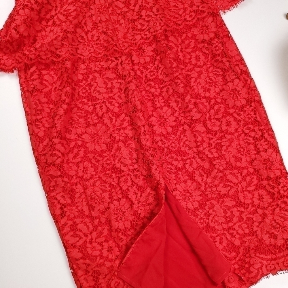 🔴 Shoshanna Anthropologie Red Lace Dress Sz 0 - Picture 15 of 15